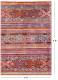 Khorjin Persian Gabbeh Hand Knotted Wool Rug - 4' 0" X 5' 9" - Golden Nile