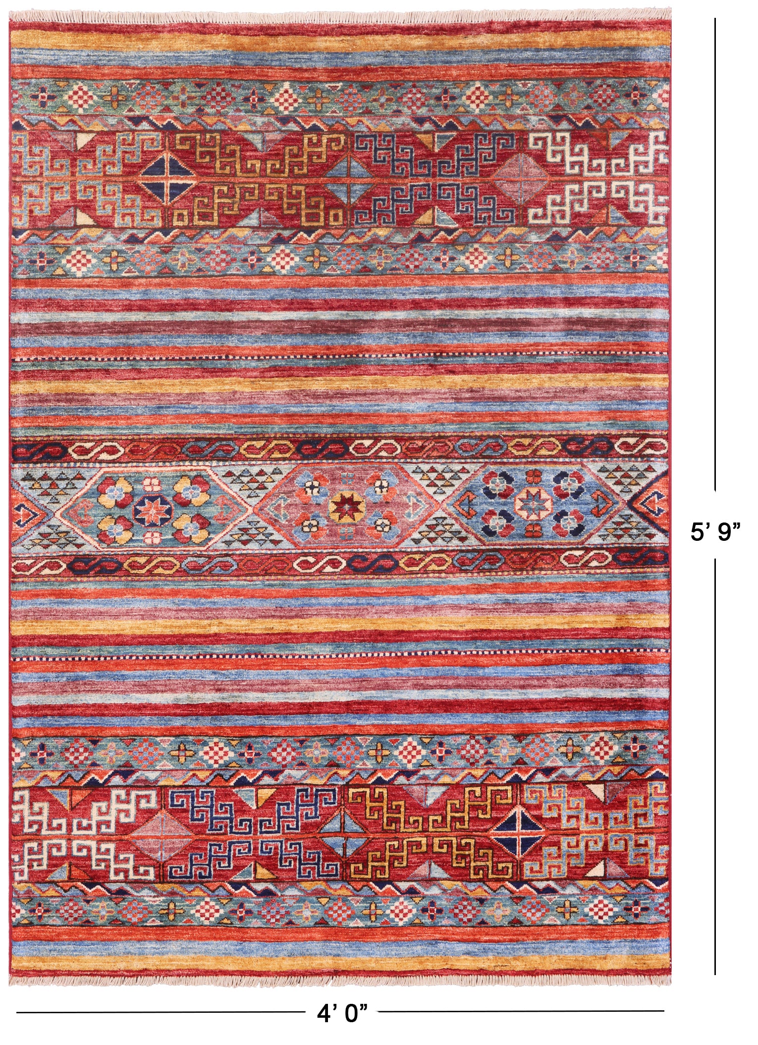 Khorjin Persian Gabbeh Hand Knotted Wool Rug - 4' 0" X 5' 9" - Golden Nile