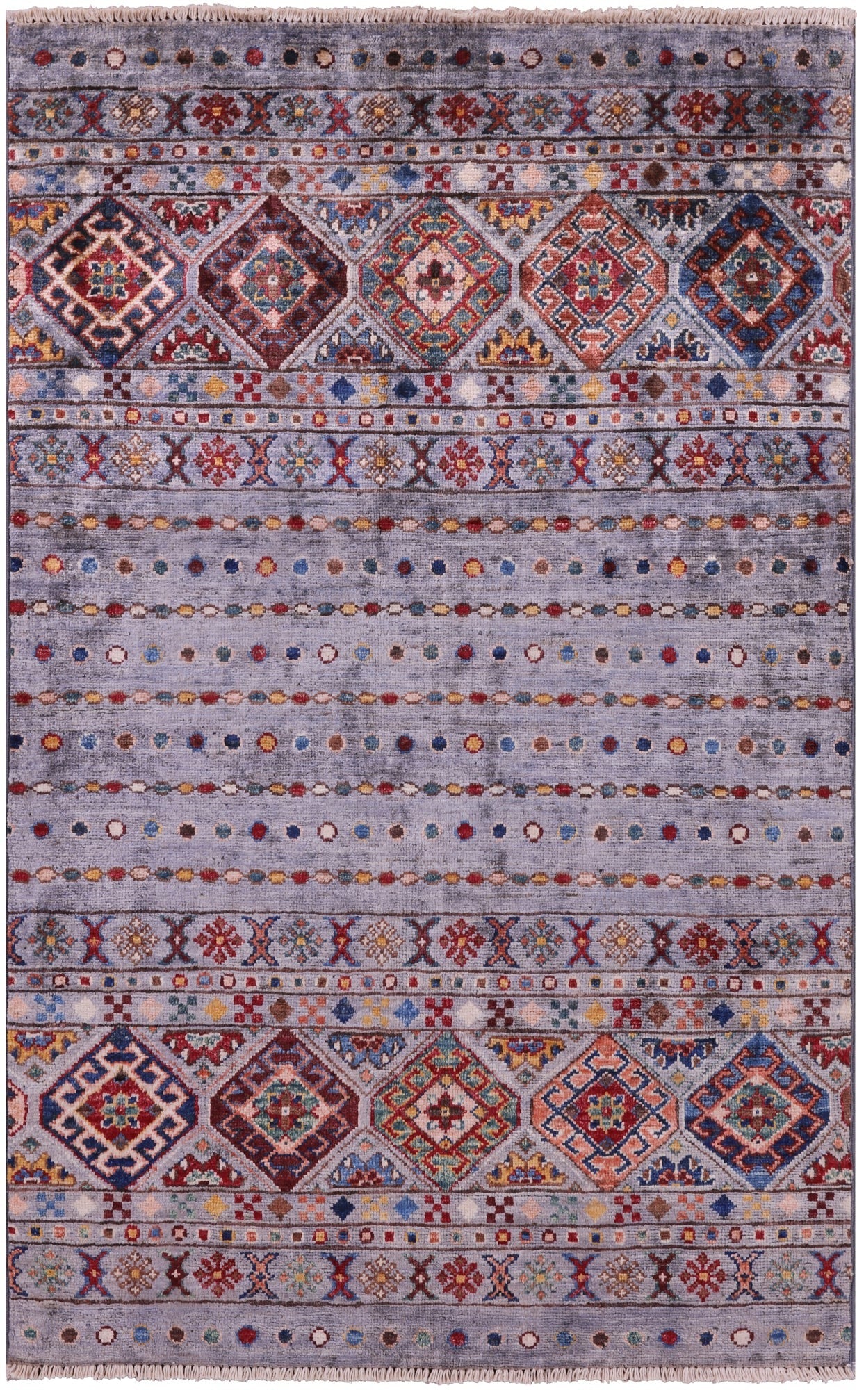 Grey Khorjin Persian Gabbeh Hand Knotted Wool Rug - 2' 9" X 4' 4" - Golden Nile