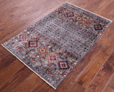 Grey Khorjin Persian Gabbeh Hand Knotted Wool Rug - 2' 9" X 4' 4" - Golden Nile