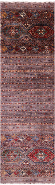 Khorjin Persian Gabbeh Hand Knotted Wool Runner Rug - 2' 6" X 8' 3" - Golden Nile