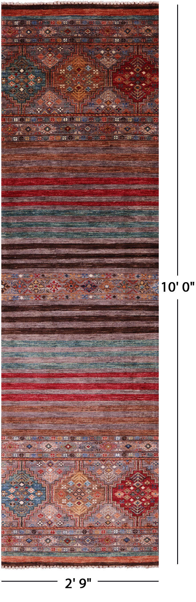 Khorjin Persian Gabbeh Hand Knotted Wool Runner Rug - 2' 9" X 10' 0" - Golden Nile