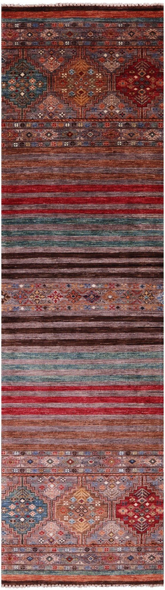 Khorjin Persian Gabbeh Hand Knotted Wool Runner Rug - 2' 9" X 10' 0" - Golden Nile