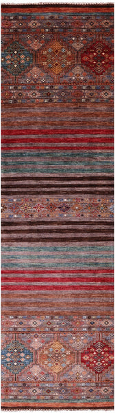 Khorjin Persian Gabbeh Hand Knotted Wool Runner Rug - 2' 9" X 10' 0" - Golden Nile