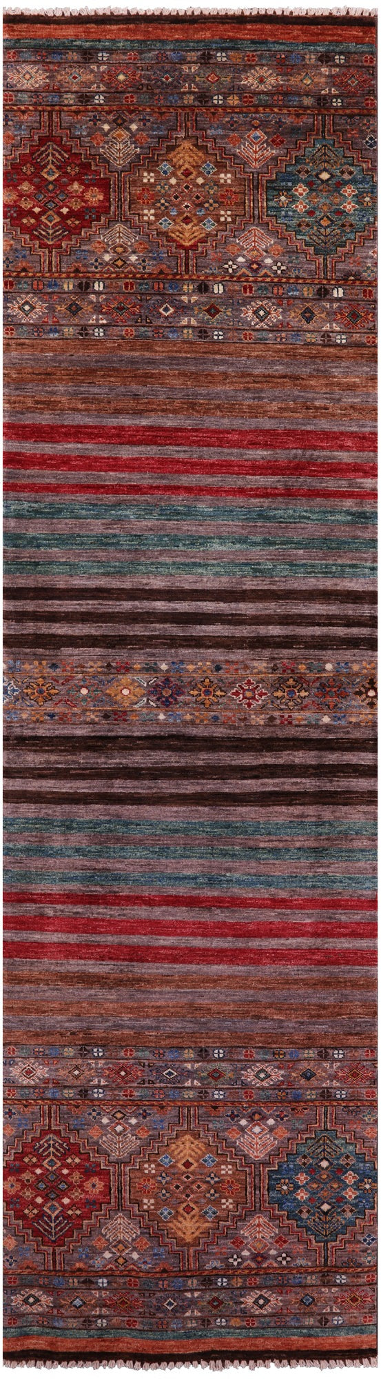 Khorjin Persian Gabbeh Hand Knotted Wool Runner Rug - 2' 9" X 10' 0" - Golden Nile
