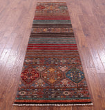 Khorjin Persian Gabbeh Hand Knotted Wool Runner Rug - 2' 9" X 10' 0" - Golden Nile