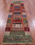 Tribal Persian Gabbeh Hand Knotted Wool Runner Rug - 2' 9" X 9' 10" - Golden Nile