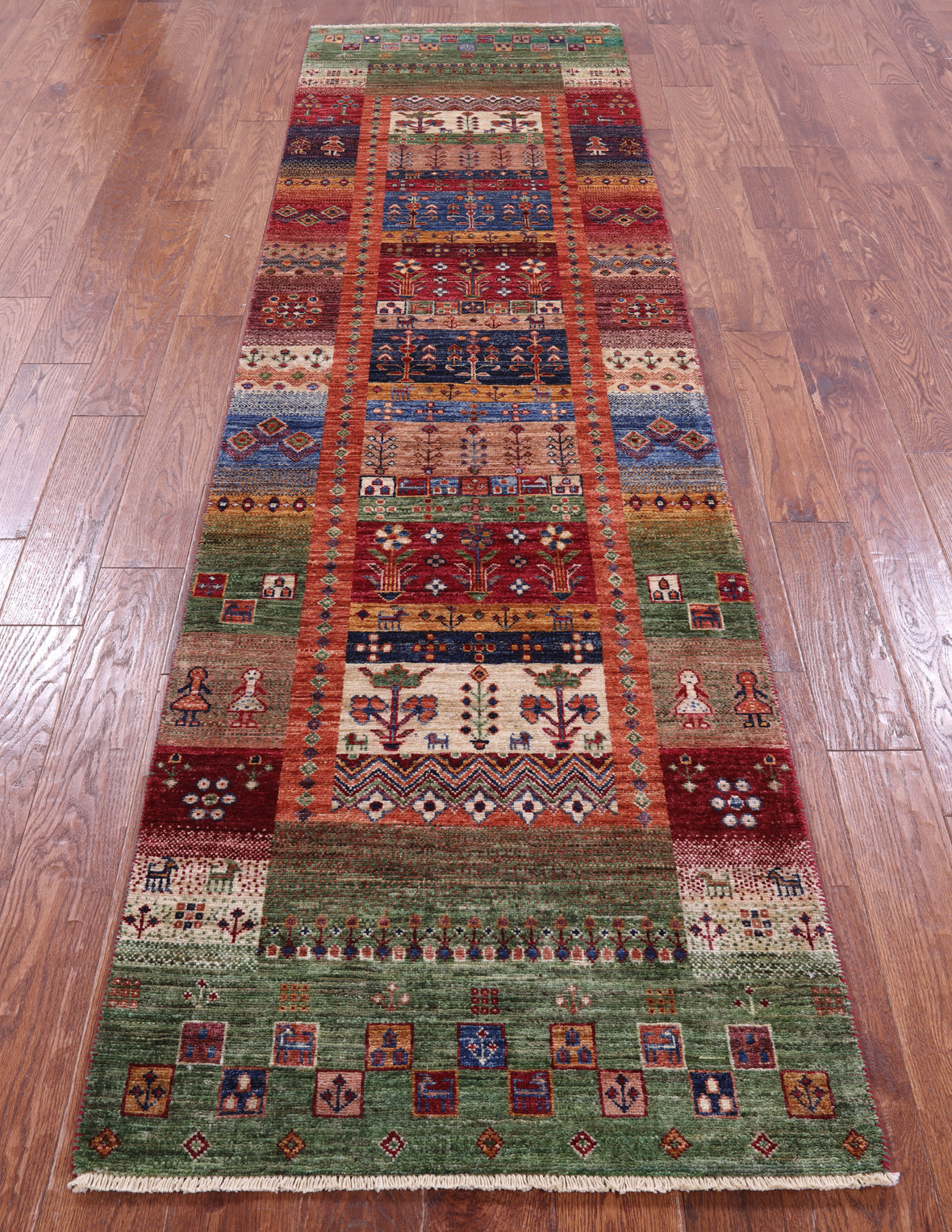 Tribal Persian Gabbeh Hand Knotted Wool Runner Rug - 2' 9" X 9' 10" - Golden Nile