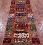 Tribal Persian Gabbeh Hand Knotted Wool Runner Rug - 2' 9" X 9' 10" - Golden Nile