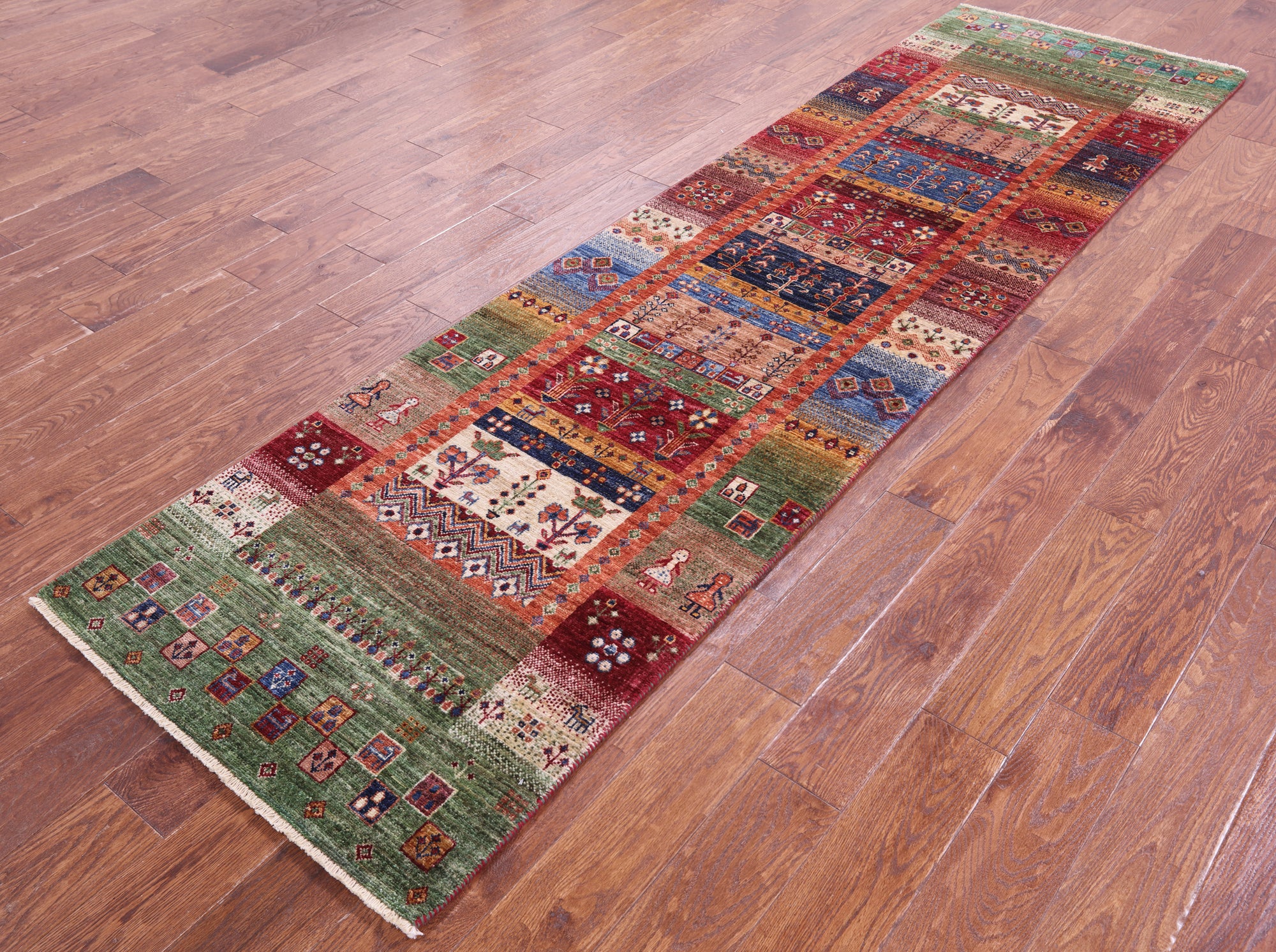 Tribal Persian Gabbeh Hand Knotted Wool Runner Rug - 2' 9" X 9' 10" - Golden Nile