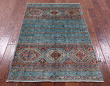 Blue Khorjin Persian Gabbeh Hand Knotted Wool Rug - 3' 5" X 5' 3" - Golden Nile