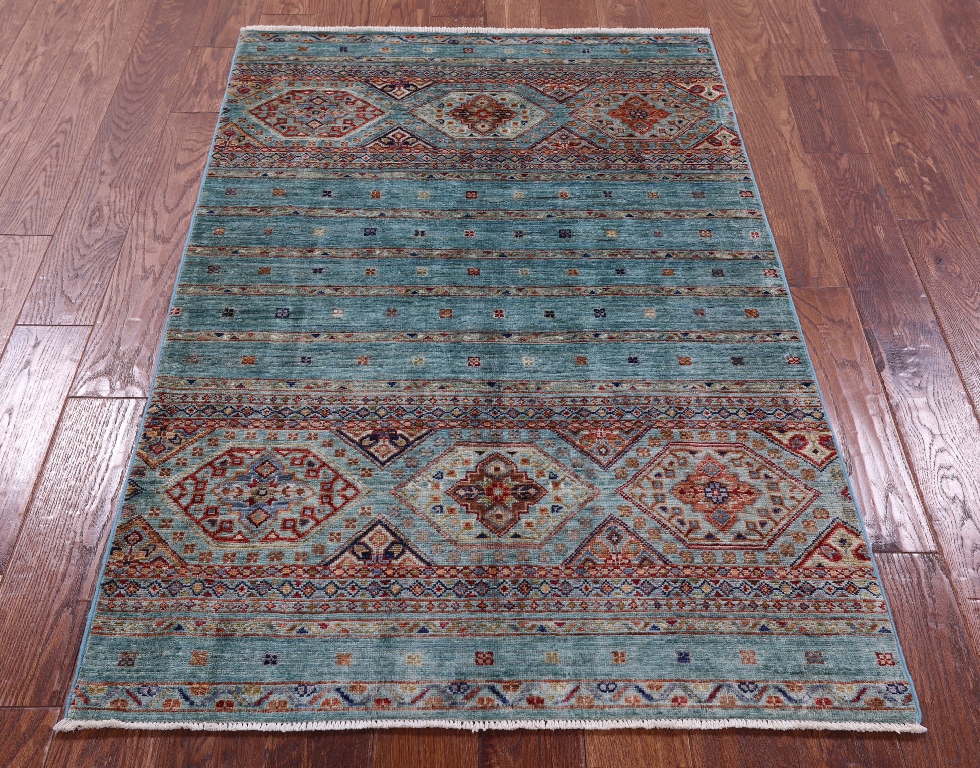 Blue Khorjin Persian Gabbeh Hand Knotted Wool Rug - 3' 5" X 5' 3" - Golden Nile