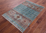 Blue Khorjin Persian Gabbeh Hand Knotted Wool Rug - 3' 5" X 5' 3" - Golden Nile