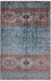 Blue Khorjin Persian Gabbeh Hand Knotted Wool Rug - 3' 5" X 5' 3" - Golden Nile