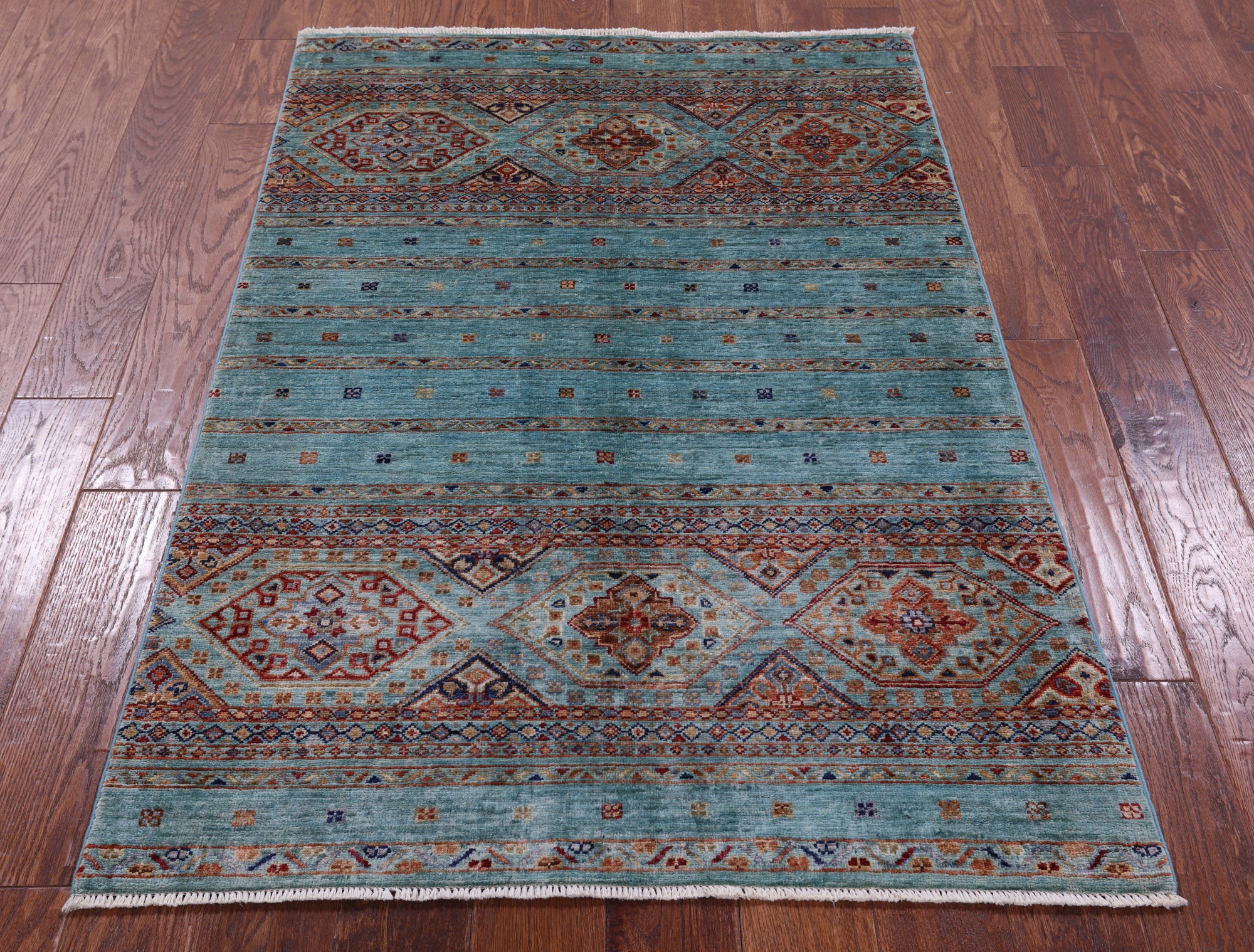 Blue Khorjin Persian Gabbeh Hand Knotted Wool Rug - 3' 5" X 5' 1" - Golden Nile