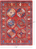 Red Turkmen Ersari Hand Knotted Wool Rug - 4' 10" X 6' 7" - Golden Nile