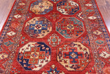 Red Turkmen Ersari Hand Knotted Wool Rug - 4' 10" X 6' 7" - Golden Nile