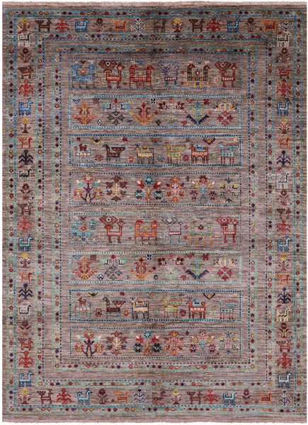 Tribal Persian Gabbeh Hand Knotted Wool Rug - 4' 11" X 6' 7" - Golden Nile