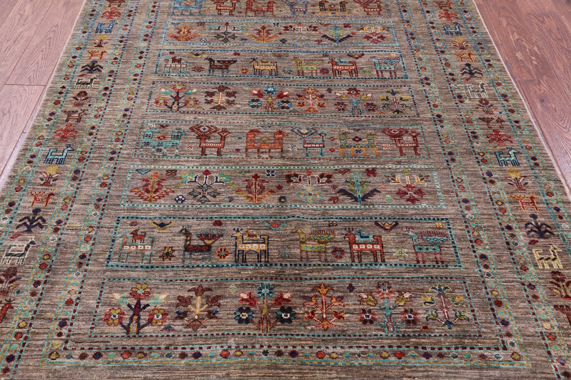 Tribal Persian Gabbeh Hand Knotted Wool Rug - 4' 11" X 6' 7" - Golden Nile