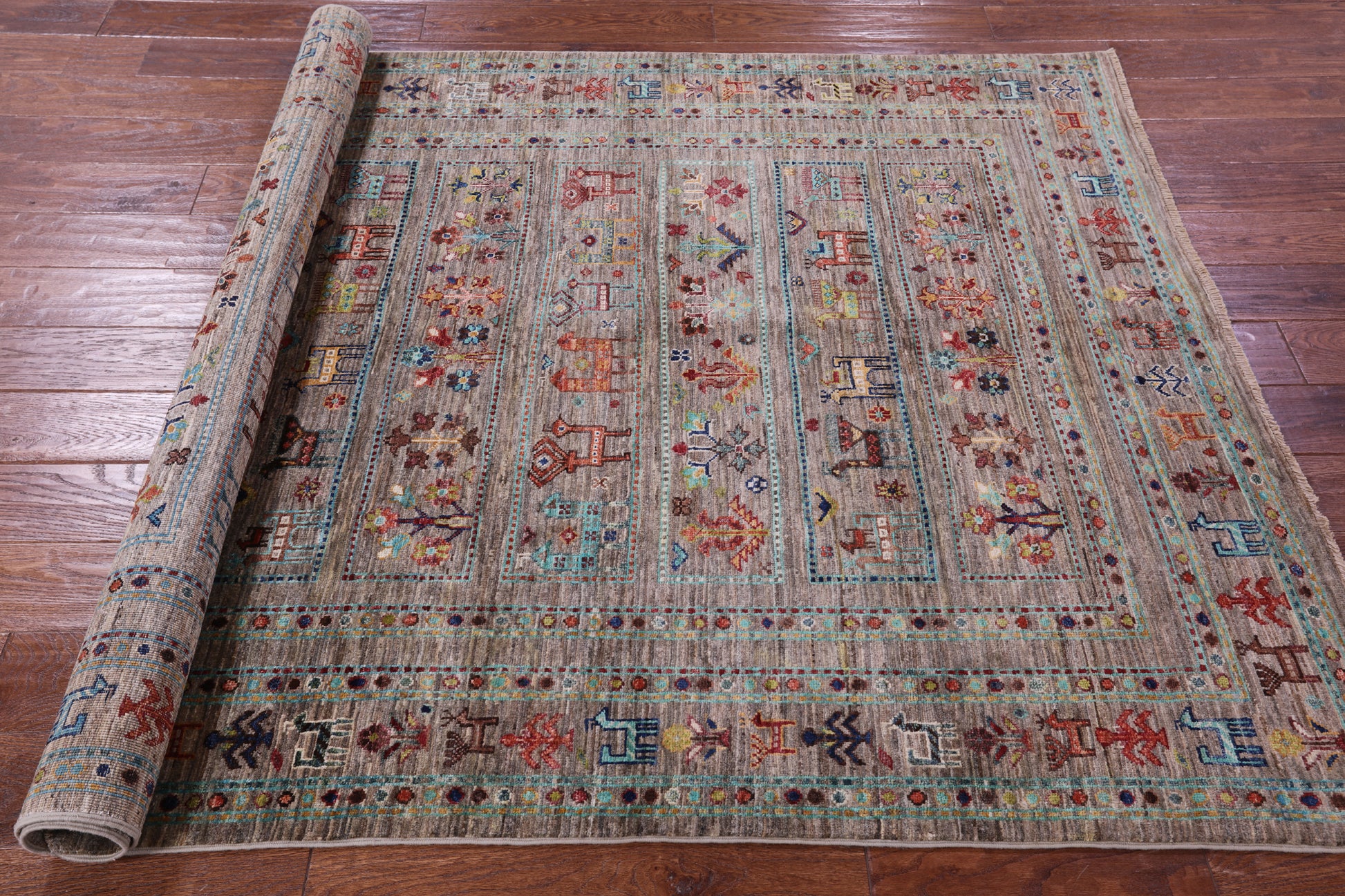 Tribal Persian Gabbeh Hand Knotted Wool Rug - 4' 11" X 6' 7" - Golden Nile