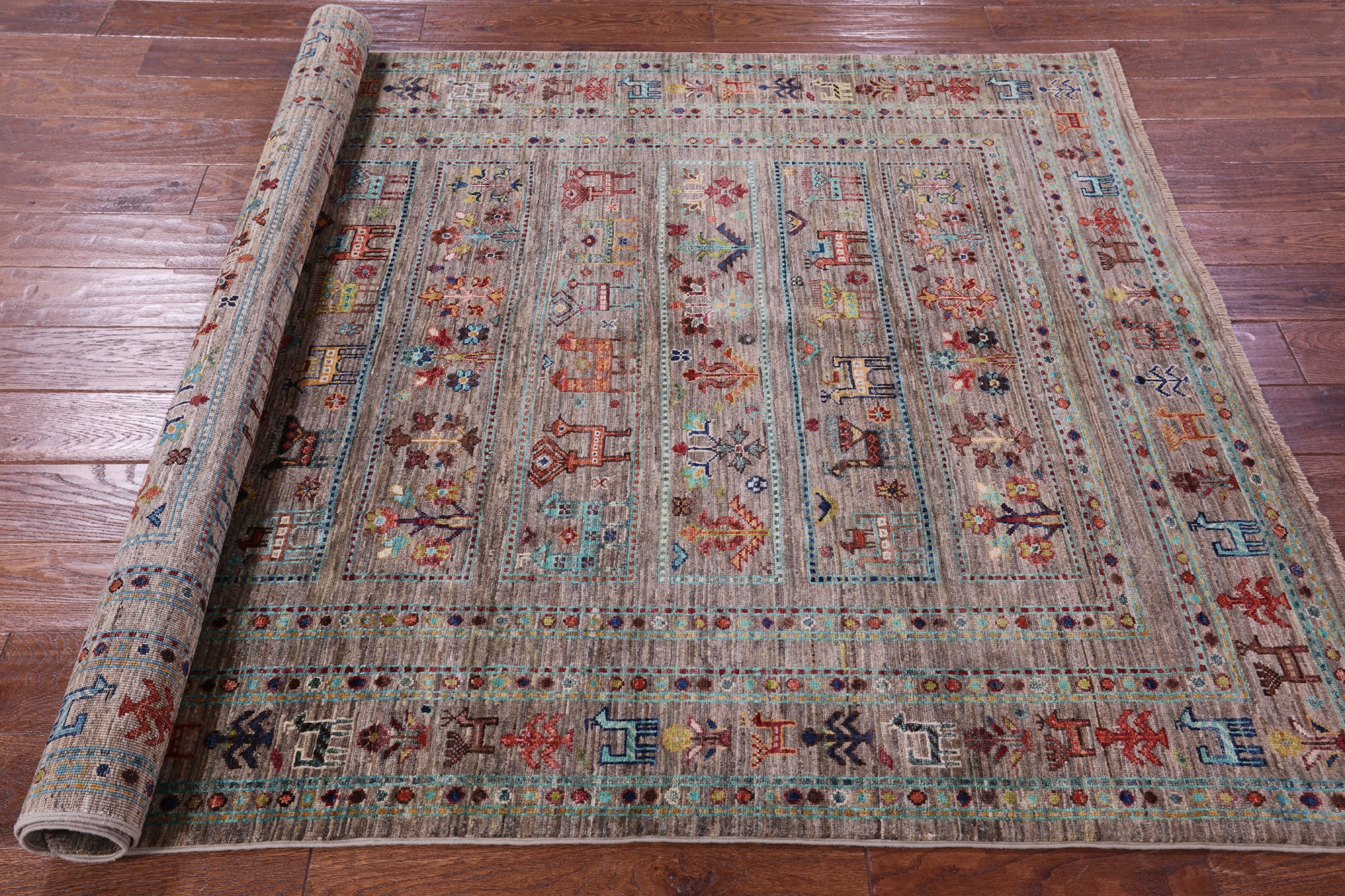Tribal Persian Gabbeh Hand Knotted Wool Rug - 4' 11" X 6' 7" - Golden Nile
