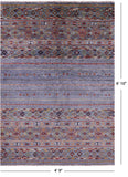 Grey Khorjin Persian Gabbeh Handmade Wool Rug - 4' 9" X 6' 10" - Golden Nile