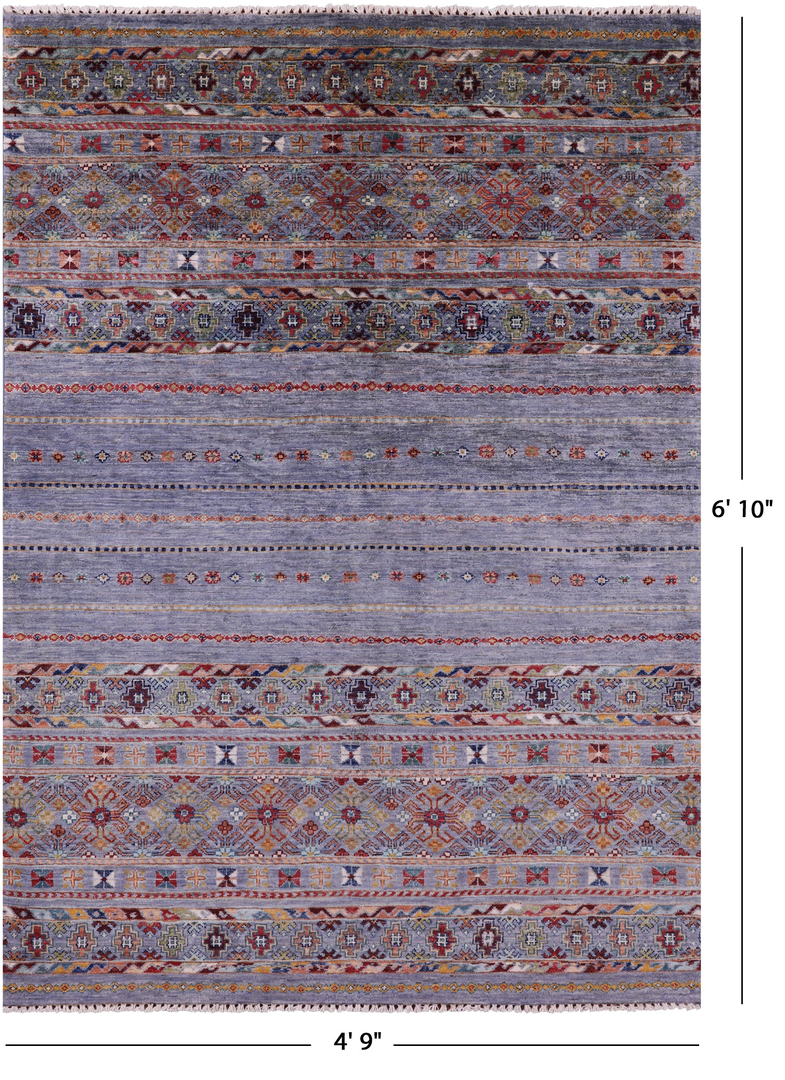Grey Khorjin Persian Gabbeh Handmade Wool Rug - 4' 9" X 6' 10" - Golden Nile