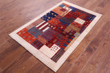 Tribal Persian Gabbeh Hand Knotted Wool Rug - 3' 3" X 4' 11" - Golden Nile