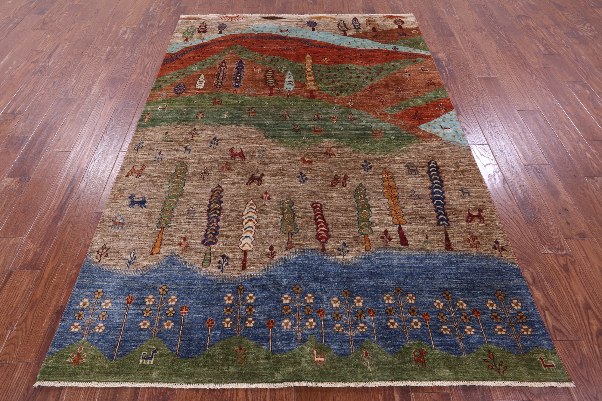 Tribal Persian Gabbeh Hand Knotted Wool Rug - 3' 11" X 5' 11" - Golden Nile