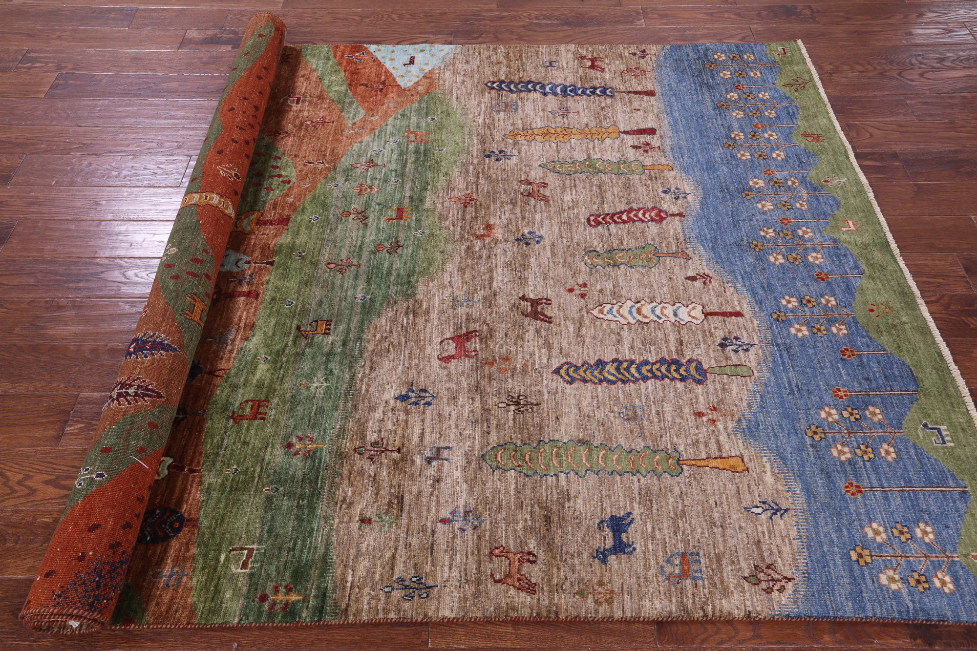 Tribal Persian Gabbeh Hand Knotted Wool Rug - 3' 11" X 5' 11" - Golden Nile