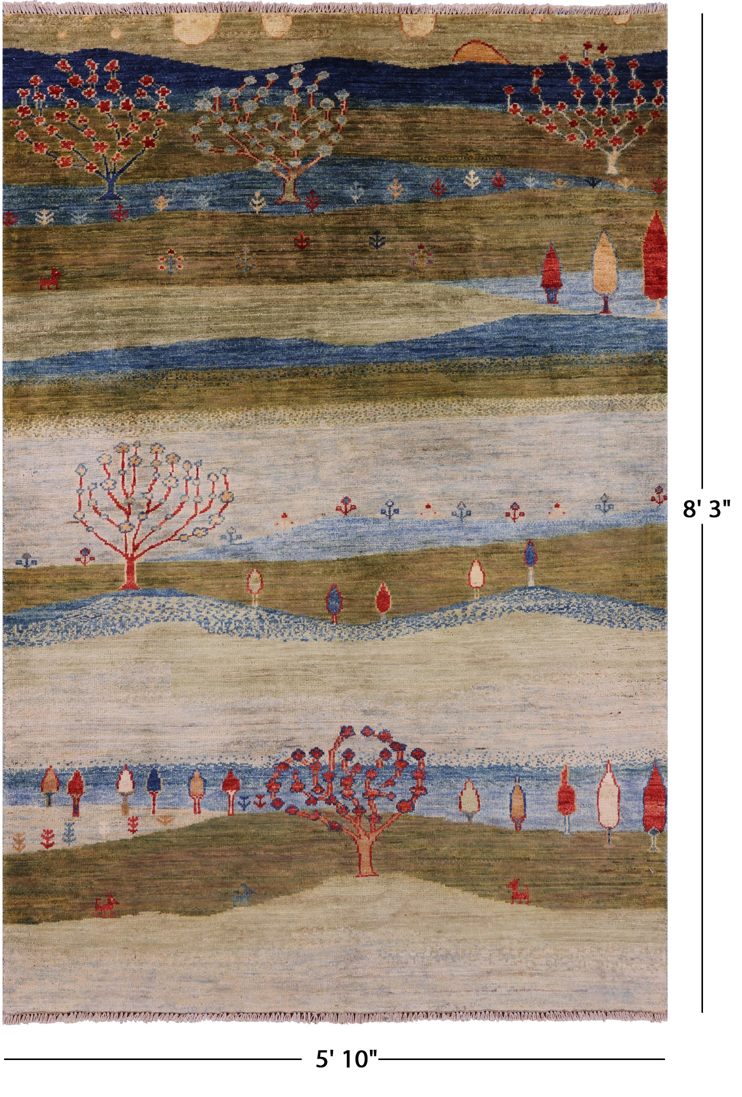 Tribal Persian Gabbeh Handmade Wool Rug - 5' 10" X 8' 3" - Golden Nile