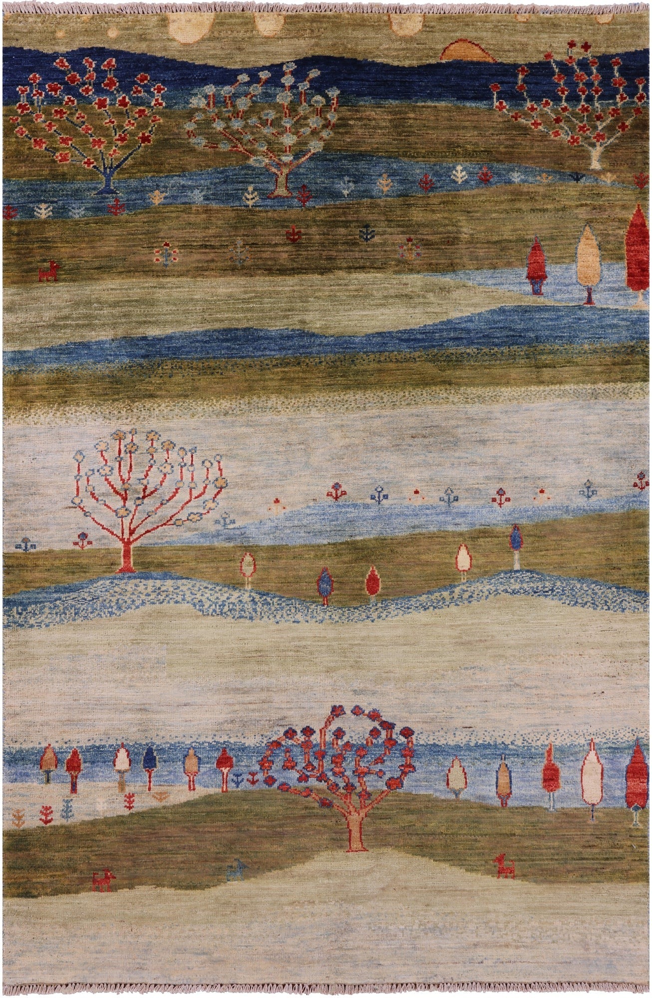 Tribal Persian Gabbeh Handmade Wool Rug - 5' 10" X 8' 3" - Golden Nile