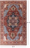 Rust Persian Fine Serapi Hand Knotted Wool Rug - 12' 9" X 21' 0" - Golden Nile