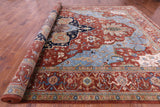 Rust Persian Fine Serapi Hand Knotted Wool Rug - 12' 9" X 21' 0" - Golden Nile