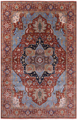 Rust Persian Fine Serapi Hand Knotted Wool Rug - 12' 10