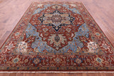 Rust Persian Fine Serapi Hand Knotted Wool Rug - 8' 7" X 11' 11" - Golden Nile