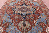 Rust Persian Fine Serapi Hand Knotted Wool Rug - 8' 7" X 11' 11" - Golden Nile
