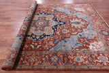 Rust Persian Fine Serapi Hand Knotted Wool Rug - 8' 7" X 11' 11" - Golden Nile