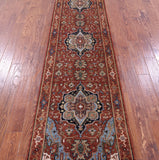 Rust Persian Fine Serapi Hand Knotted Wool Runner Rug - 2' 6" X 9' 10" - Golden Nile