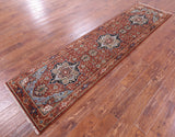 Rust Persian Fine Serapi Hand Knotted Wool Runner Rug - 2' 6" X 9' 10" - Golden Nile