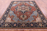 Rust Persian Fine Serapi Hand Knotted Wool Rug - 7' 10" X 9' 10" - Golden Nile