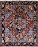 Rust Persian Fine Serapi Hand Knotted Wool Rug - 7' 10" X 9' 10" - Golden Nile