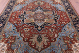 Rust Persian Fine Serapi Hand Knotted Wool Rug - 7' 10" X 9' 10" - Golden Nile