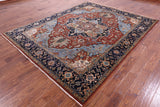 Rust Persian Fine Serapi Hand Knotted Wool Rug - 7' 10" X 9' 10" - Golden Nile