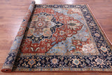 Rust Persian Fine Serapi Hand Knotted Wool Rug - 7' 10" X 9' 10" - Golden Nile