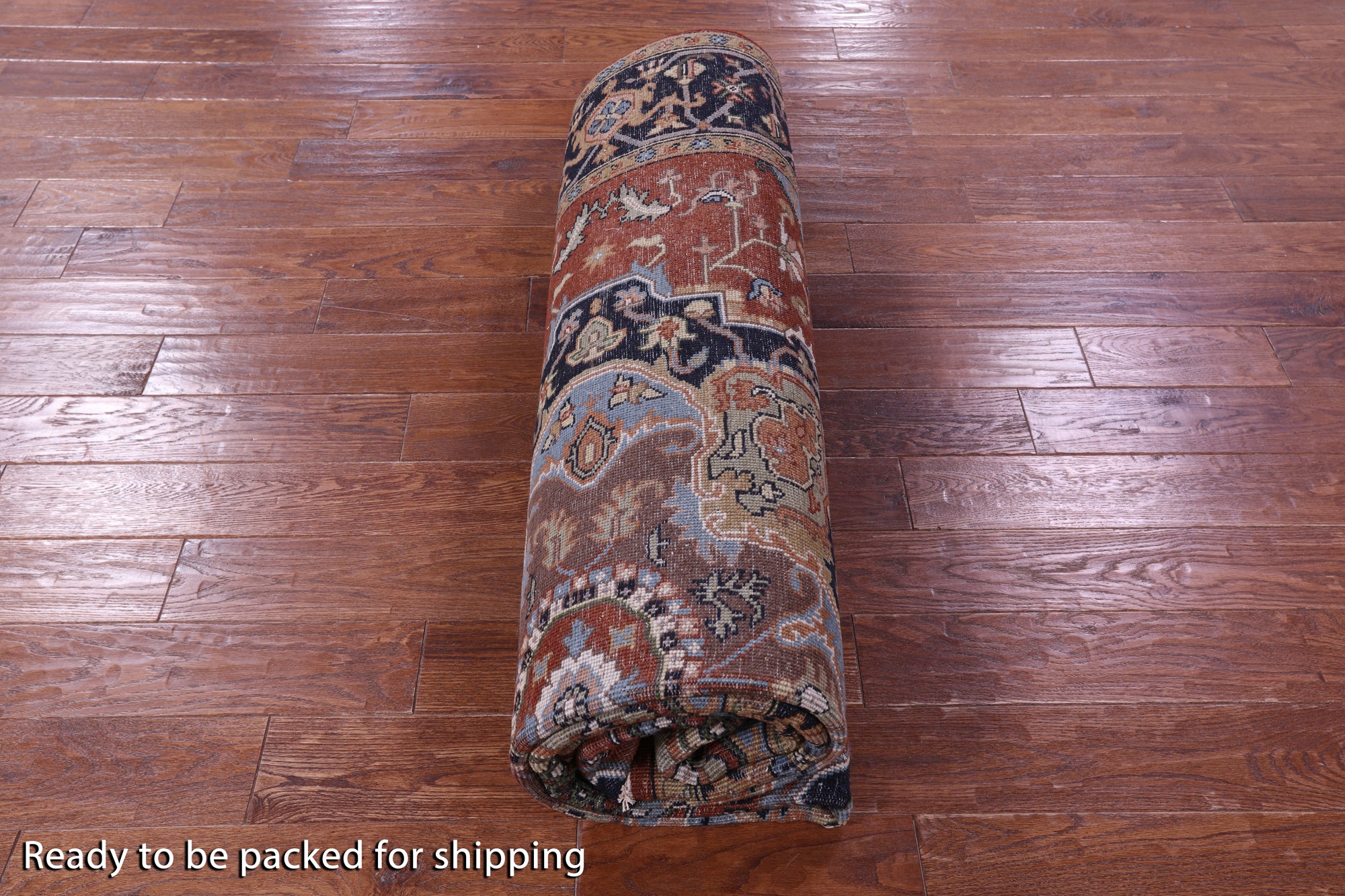 Rust Persian Fine Serapi Hand Knotted Wool Rug - 7' 10" X 9' 10" - Golden Nile