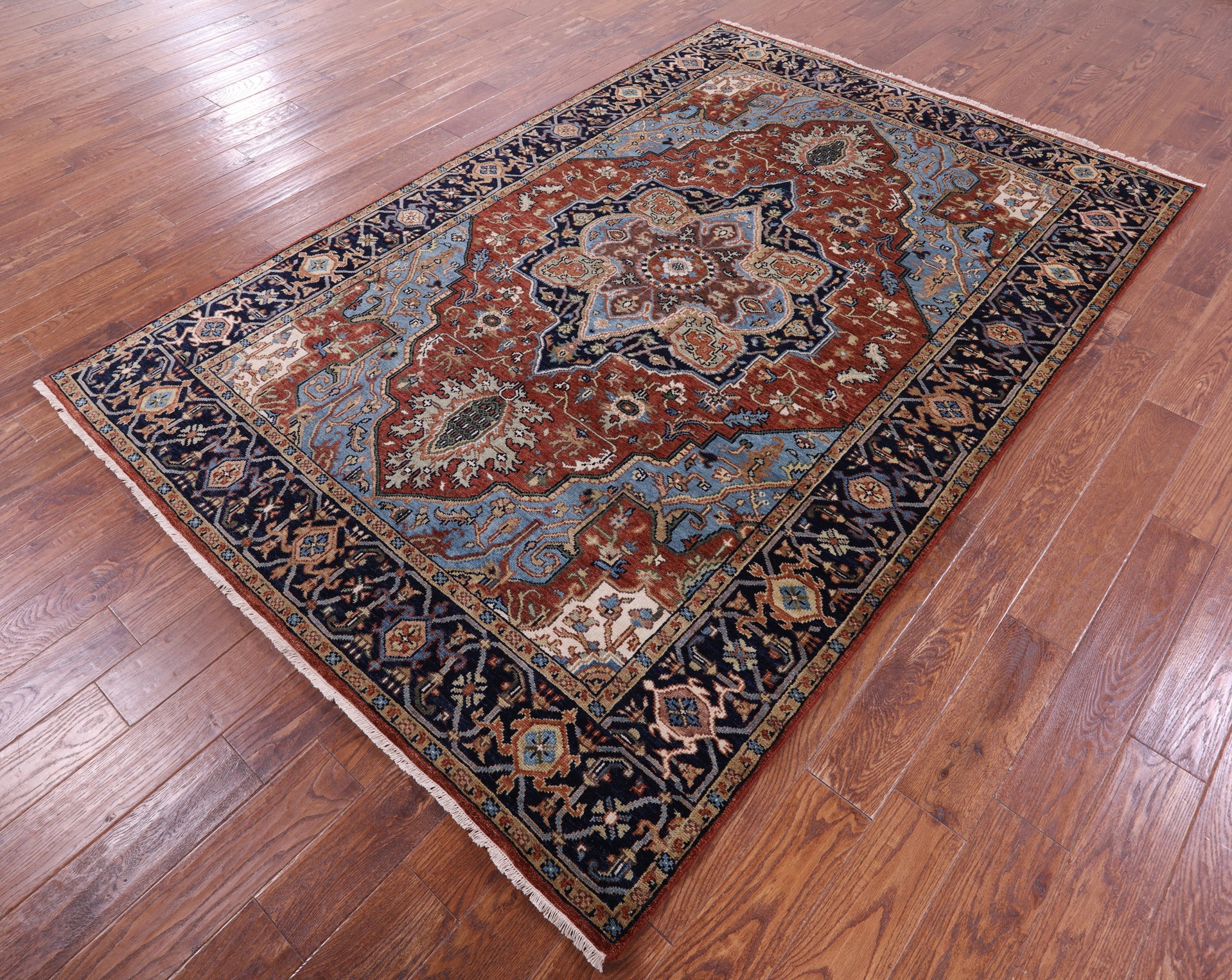 Persian Fine Serapi Hand Knotted Wool Rug - 5' 10" X 8' 9" - Golden Nile