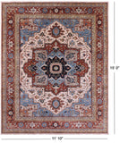 Ivory Persian Fine Serapi Hand Knotted Wool Rug - 11' 10" X 15' 0" - Golden Nile