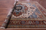 Ivory Persian Fine Serapi Hand Knotted Wool Rug - 11' 10" X 15' 0" - Golden Nile