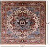 Ivory Square Persian Fine Serapi Hand Knotted Wool Rug - 9' 11" X 10' 0" - Golden Nile